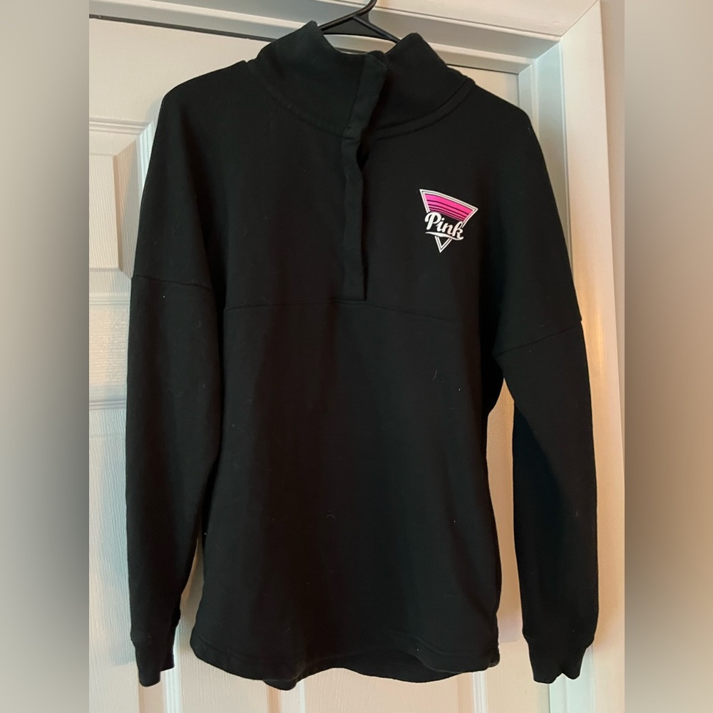 Long sleeve PINK sweatshirt with snap front